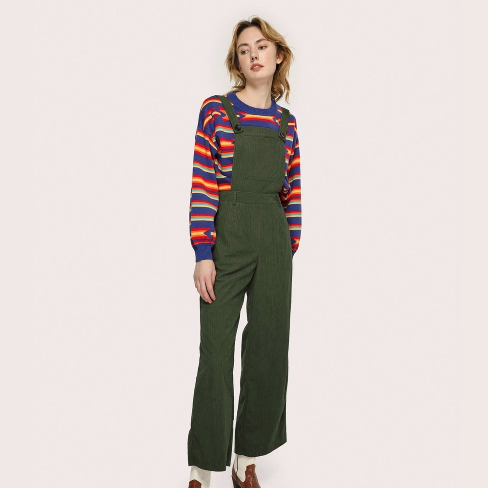 Cider Olive green wide leg overalls